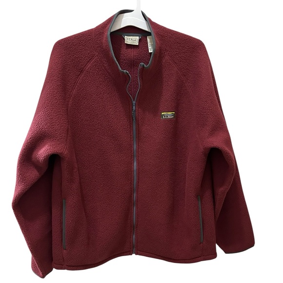 L.L. Bean Other - LL BEAN Maroon fleece full zip jacket size XL